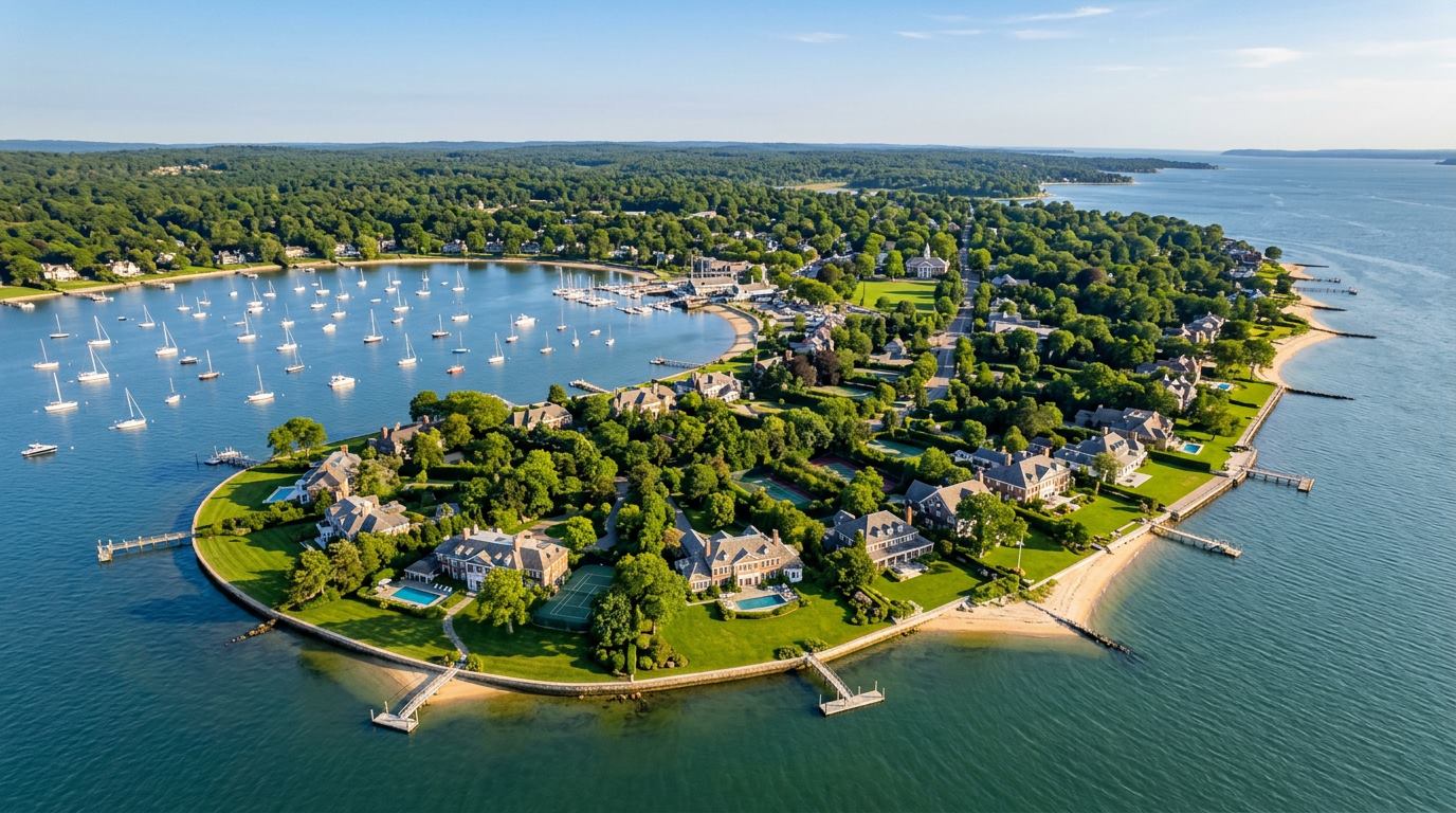 Aerial view of Great Neck, NY