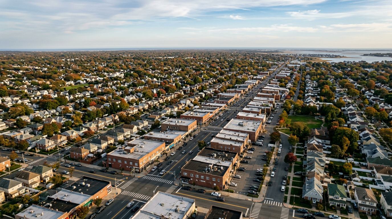 Aerial view of Hempstead, NY
