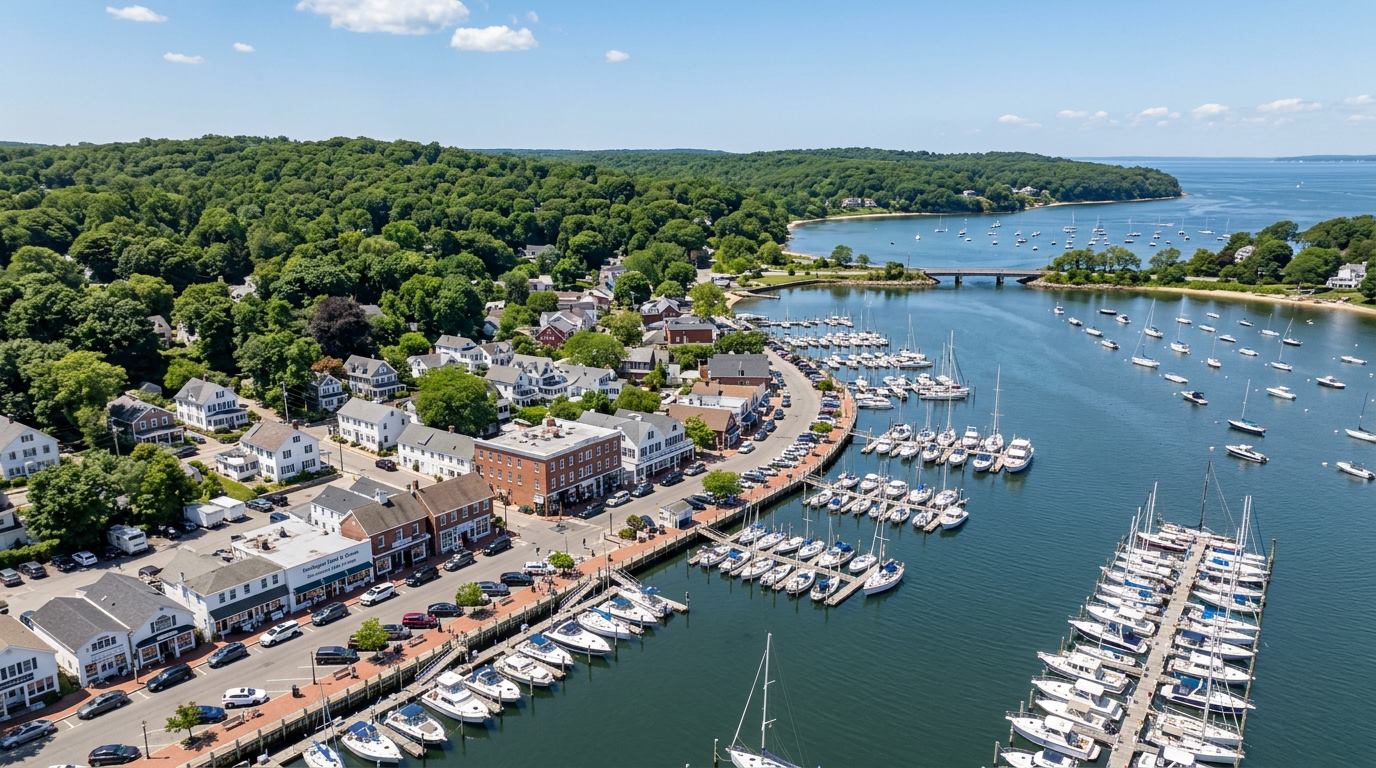 Aerial view of Huntington, NY