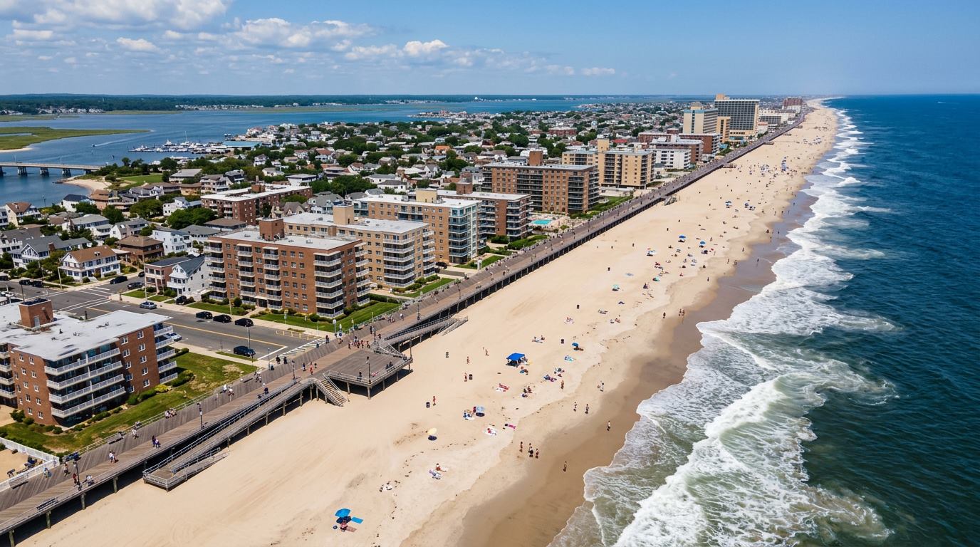 Aerial view of Long Beach, NY